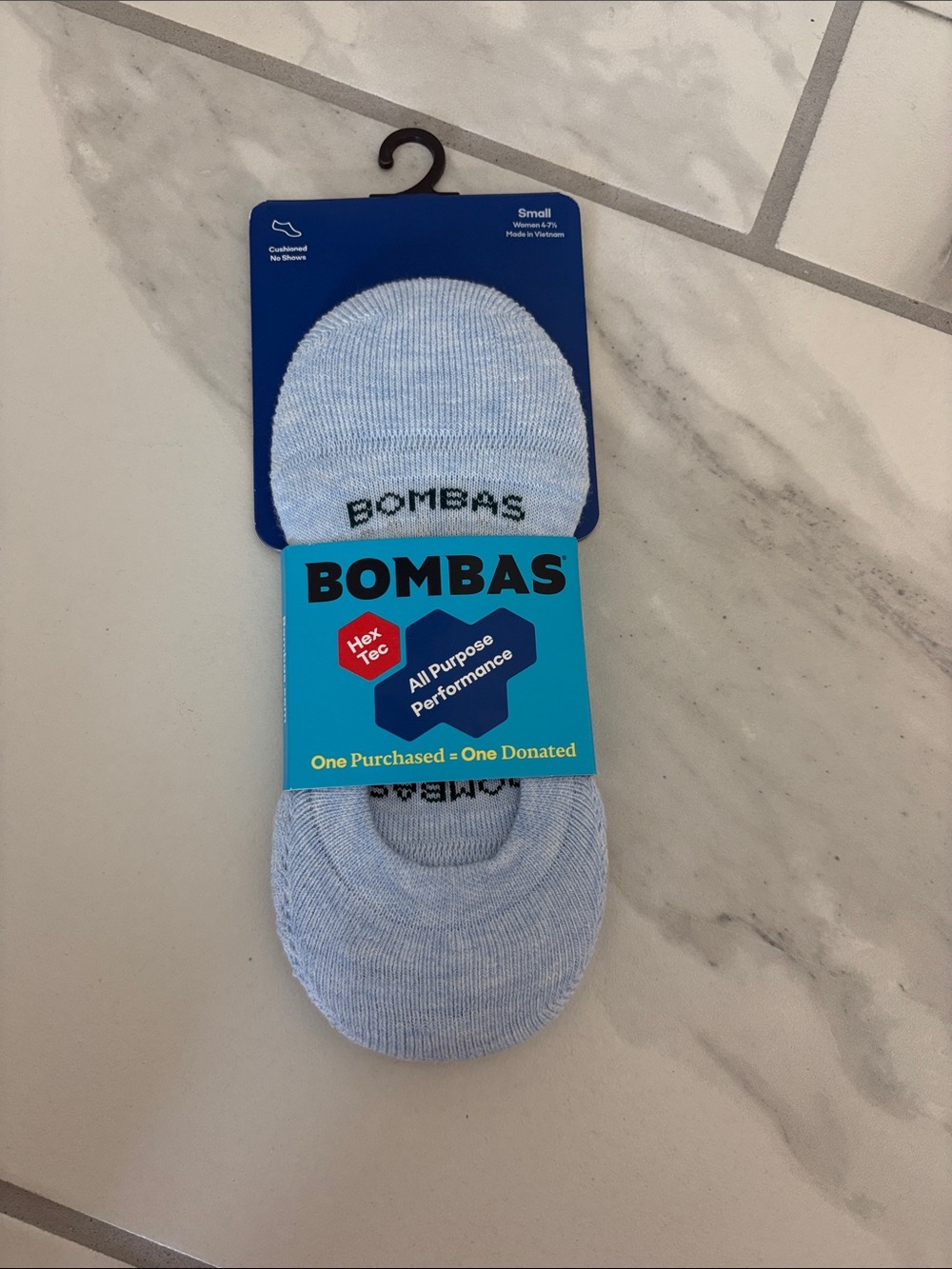 Bombas Light Blue Women’s Cushioned No-Show Socks Size Small (4-7.5)